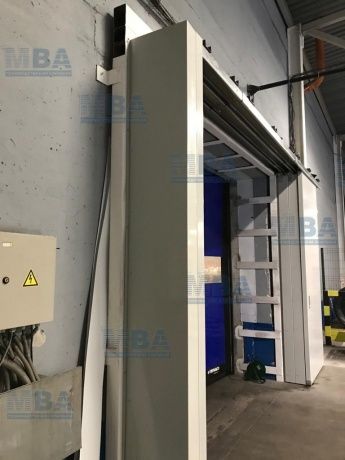 вид сбоку откатных противопожарных ворот с 3 я створками